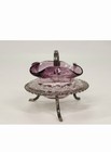 Rare Victorian Amethyst Applied Glass Silverplate Open Salt Antique