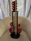 Budweiser Guitar Shaped Cd Storage Rack Holder Red Black Metal 23    Tall