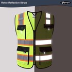 Hi Vis Reflective Safety Vest With Pockets  Mesh Fabric  Neon Yellow  l 