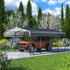 12 X 20 Ft Outdoor Metal Carport With Galvanized Steel Roof For Car  Boat  Black