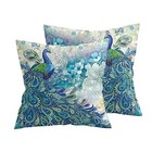 Teal Peacock Throw Pillow Covers 16  X 16   pack Of 2  Single-sided Printing