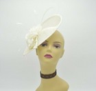 M8184 ivory kentucky Derby Church Wedding Easter Tea Party Sinamay Fascinator