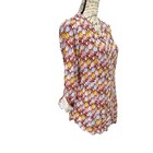 Modcloth Women s Cat Print Button Up Top Cinched Tie Back Size Small 100  Rayon