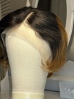Lace Front Bob Wig Straight Black With Blonde Ends               Human Hair 