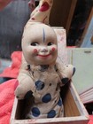 Early Pre 1940-s  Clown Jack In The Box Pop Up Paper On Wood Jack In Box Toy