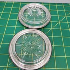 Vintage Coaster Set Of 2 Crystal With Silver Plate Rim Made Italy 4  Tarnished 