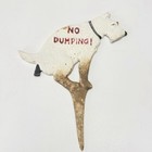 Vintage Cast Iron No Dumping Dog Poop Double Sided Lawn Sign Yard Stake