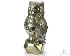 7 8  Pyrite Hand Carved Crystal Skull And Owl Sculpture  Crystal Healing