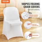 Vevor 100pcs White Stretch Spandex Folding Chair Covers For Wedding Party Dining