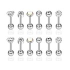 6pcs Silver Color Ear Tragus Helix Stud Set Ear Piercing Jewelry Earrings 16g