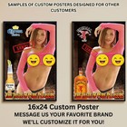 Sexy Pinup Girl Custom Alcohol Poster Any Beer Whiskey Tequila Vodka Brand   287