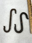 Antique Hand Forged Iron Fireplace Pot Hooks Two 6 And 5 In Original 18th19thc 