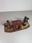 Vintage 1920s Marx Tin Litho Gas Station Island Twin Gas Pump Motor Oil Toy 3v