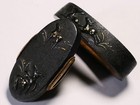 Antique Deer Shakudo Fuchi Kashira Gashira Japanese Sword  Samurai Katana Japan