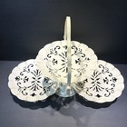 Vintage Shabby Chic Metal Folding Three Tiered Tray X 3