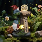 Solar-powered Weatherproof Gnome Statue With Built-in Led Lights  resin 