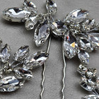 Rhinestone Hair Pins Set Clear Crystal Bridal Wedding Silver Tone 3pc