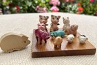 Vintage Miniature Pig Figurine Lot Of 11 Hagen-renaker Ceramic Porcelain Wood