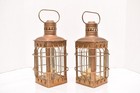 Pair Of Brass Vintage Cargo Lanterns Ships Nautical Oil Lamp Set 2 Maritime 11 