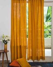 Linen Curtain Yellow Mustard Color Living Room Two Panels Bedroom Curtain Set