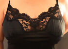 Sexy Vassarette Plus Size Elegant Black Lacy Satiny Nylon  Full Slip 42 Evc