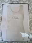 White Rib Knit Bride Wedding Bridal Shower Tank Top Rhinestone Scoop Neck L New