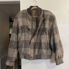80   s Valentino Uomo Shadow Plaid Tweed Wool Bomber Jacket  Size 52  l 