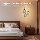 Dimmable Floor Lamp  Farmhouse Industrial Floor Lamp With Elegant Cage   Black