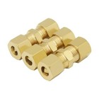 3pcs Brass Compression Tube Fitting 1 4  Od Union Connector 3 Pack