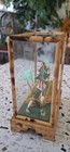 Vintage Miniature Small Chinese Art Carved Cork Diorama In Glass Shadow Box