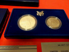 1886 -1986 U s  Liberty Coin Proof Set Silver Dollar   Half Dollar In Box W coa