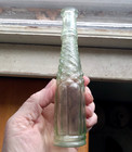 1890s Diamond Spiral Swirl Hand Blown Peppersauce Bottle 6 5 8  Small Size