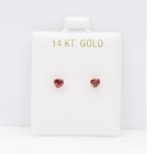 Red Heart Baby Earrings Solid 14k Gold Screw Protective Backs  4mm 