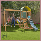 Wooden Swing Set Playground Outdoor Cedar Playhouse Backyard Kids W  Slide New