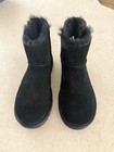 Ugg Women s Mini Bailey Logo Strap Suede Black Boots Size 9