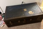 Antique Steamer Travel Trunk     Phila Pa Original Hardware-lg Flat-top Chest 