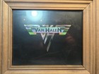 Vintage Van Halen Logo Framed Glitter Foil Glass Picture Sign Rock Band Wall Art