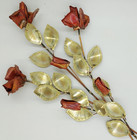 Mcm Metal Wall Sculpture Flowers Copper Brass Roses 18 Inch Unsigned Brutalist