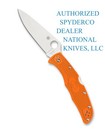 Spyderco Endura 4 Folding Knife C10fpor Plain Edge Vg-10 Blade Orange Frn Handle