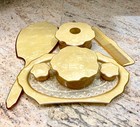 1940   s Celluloid Bakelite 7 Pc Vanity Dresser Set Pearl Amber