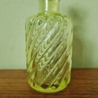 Antique Baccarat Uranium Green Bamboo Twirl Bottle Vaseline Circa 1900 French