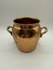  Vintage Hammered Copper Planter Cache Pot Brass Handles Rustic Farmhouse