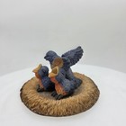 Miniature Unmarked Resin Bluebird Nest Figurine Small Blue Orange Decor