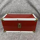 Vintage 1950   s Red Metal Doll Trunk Case 16    Tall 7 5    Wide 8   deep