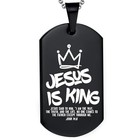 Christian Jesus Is King Bible Verses Dog Tag Necklace Gifts For Men Black 1