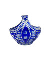 Nachtmann Bamberg Cobalt Blue Cut To Clear Crystal Basket Bowl Germany 7  H
