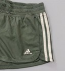        Adidas Athletic Shorts In Olive Green W  White Side Stripes   Women   s Sm