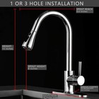 Chrome Kitchen Sink Faucet Pull Out Sprayer Single Handle Swivel Mixer Tap Cover
