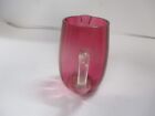 Small Cranberry Glass With Clear Handle Creamer