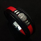 Men Multilayer Compass Braided Leather Stainless Steel Magnetic Bracelet Bangle